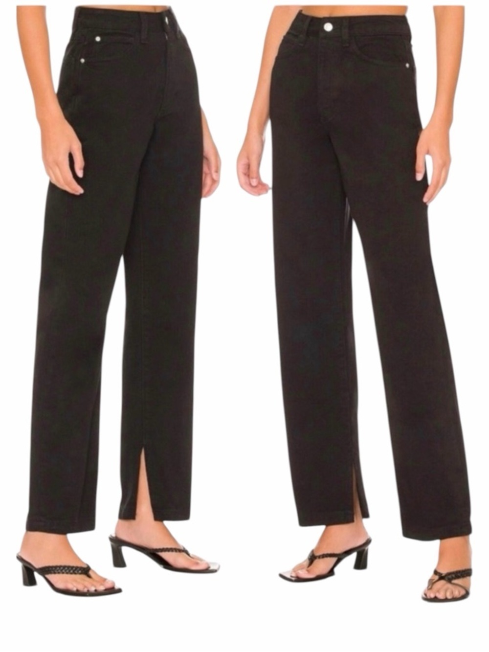 WeWoreWhat Mom Slit Straight Leg High Rise  Black Denim Women’s Jeans 27 NEW